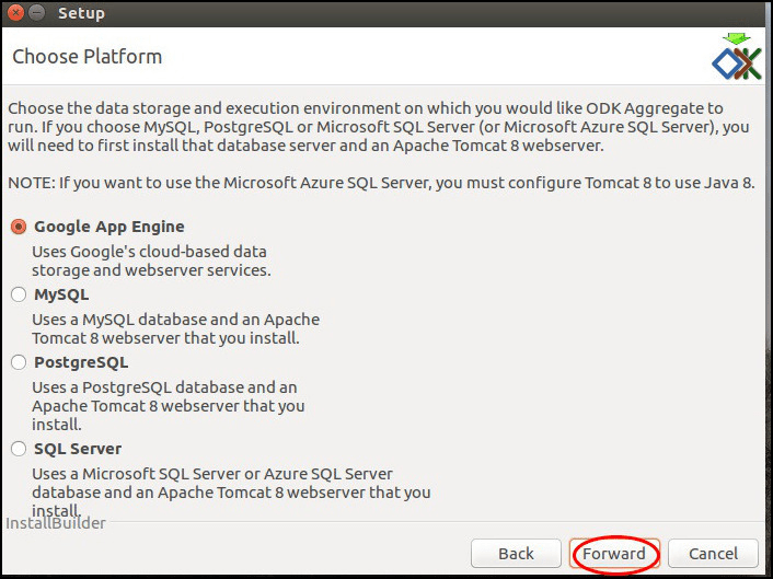 Image displaying options to choose a platform for Aggregate.