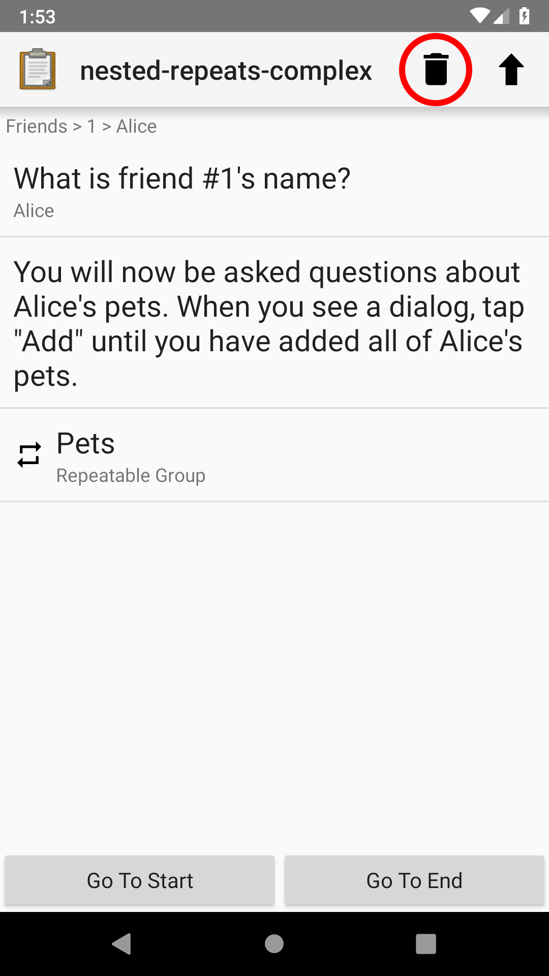 The "remove" button displayed on an Android phone.