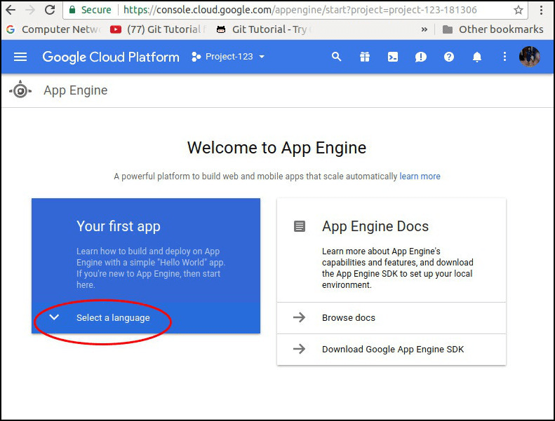 Image showing option to select a language.