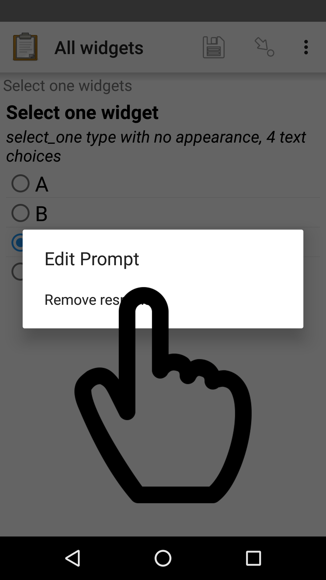 To remove an answer to a question, long press the question label and follow the on-screen prompts.