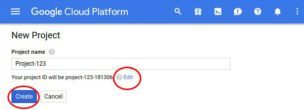 Image showing the window to enter a project name.