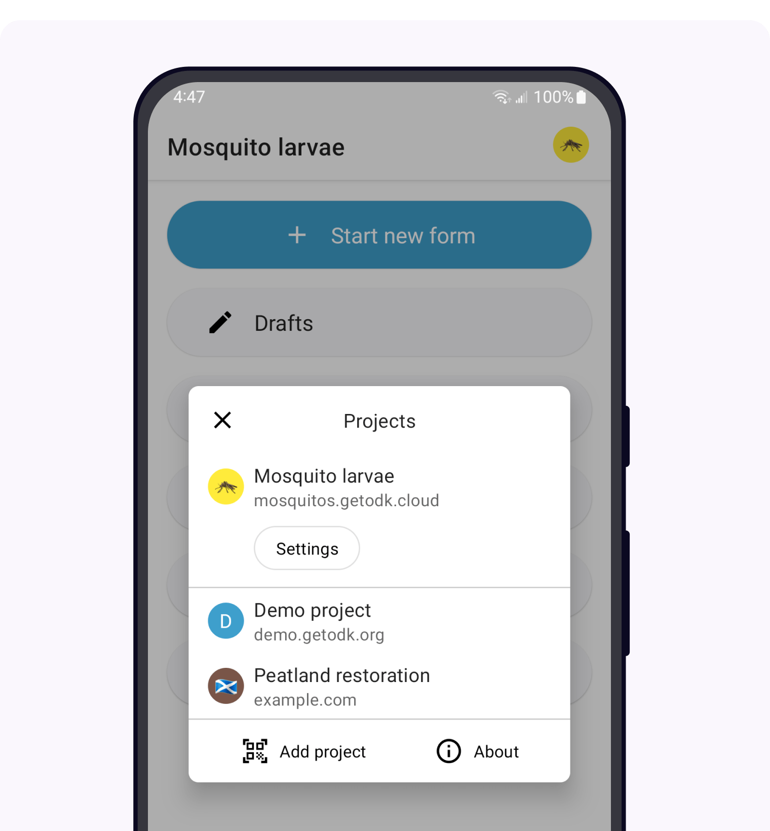 Collect's Project settings dialog