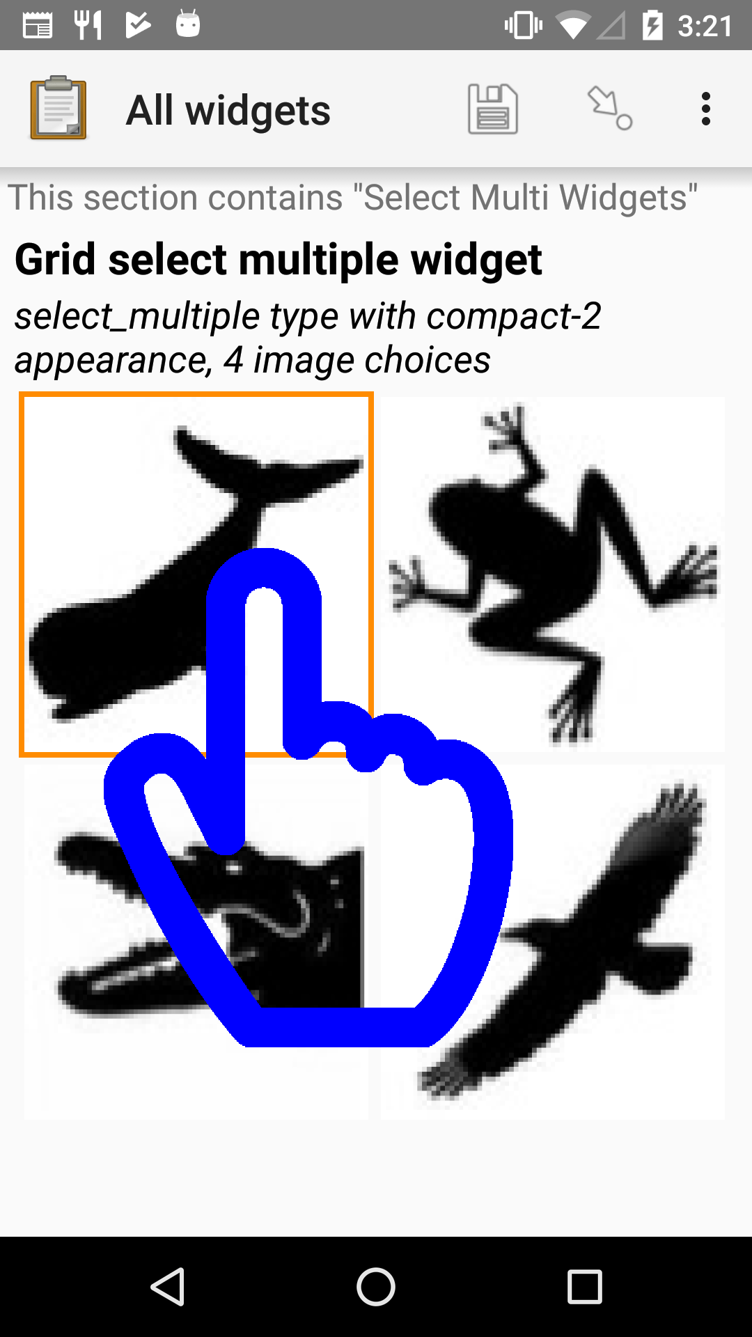 A question screen with image choices.