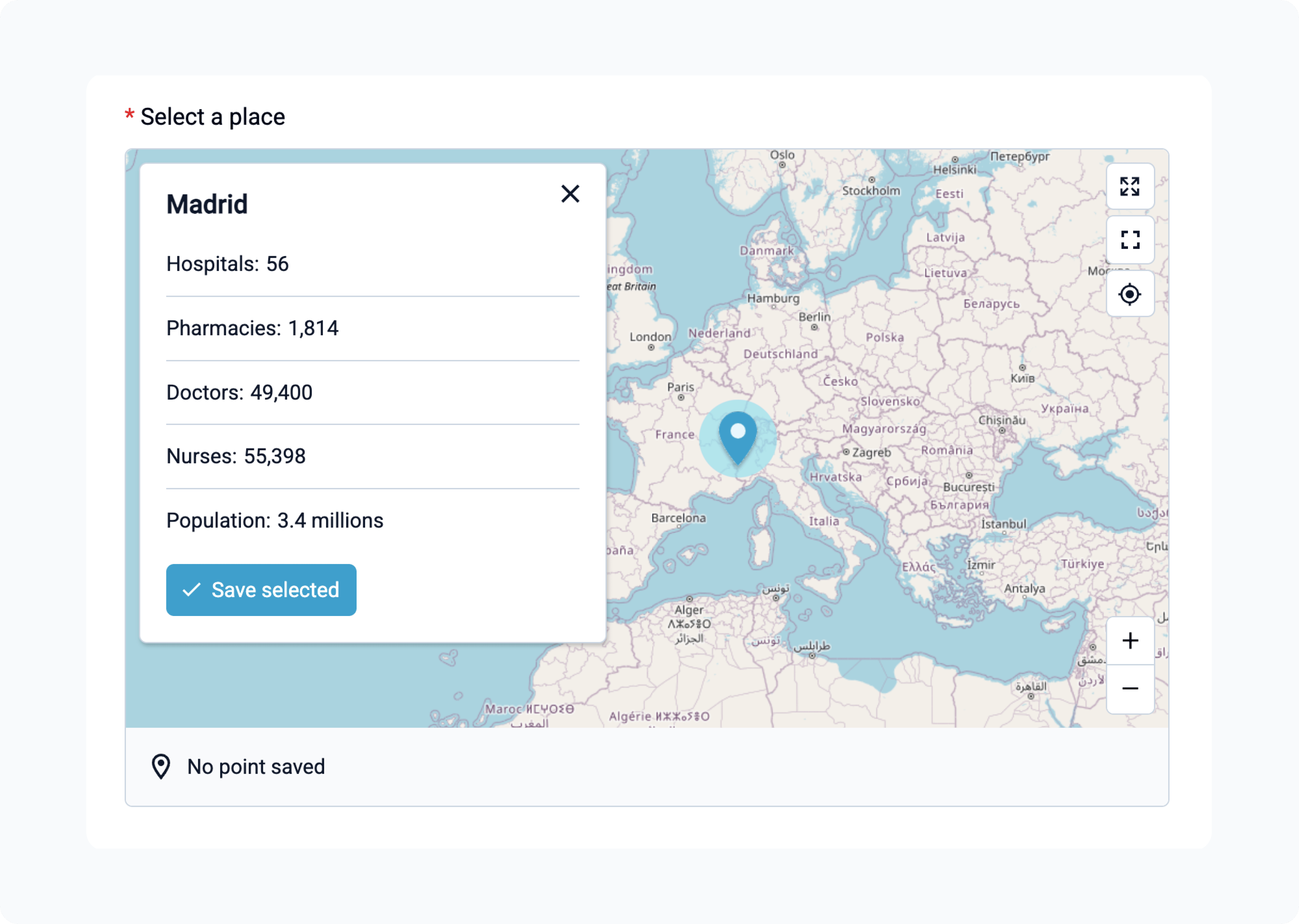 Select one from map in Web Forms