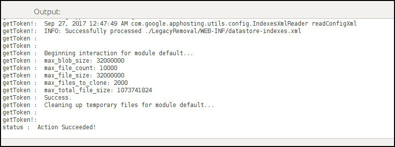 Image showing output for a successful result.