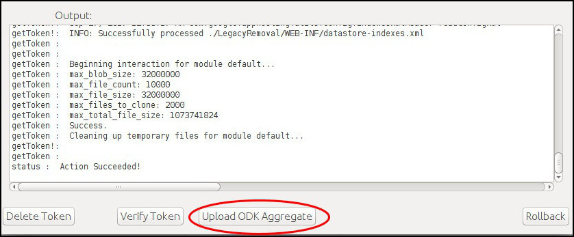 Image showing successful output and upload option.